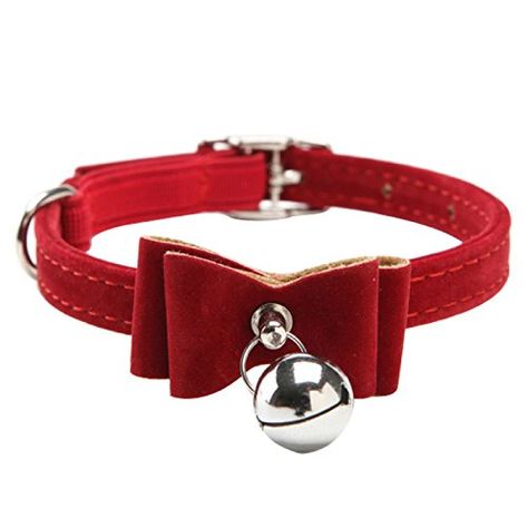 AKOAK Pet Dog Bowknot Lead Adjustable PU Leather Cat Kitten Collars with Bell Necklace Pup Dog Collars Bow Tie?Red? ** Read more reviews of the product by visiting the link on the image.(It is Amazon affiliate link) #2017 Red Bowtie, Flower Cat Collar, Velvet Dog Collar, Collar With Bell, Kitten Collar, Velvet Bow Tie, Dog Collar Bows, Kitten Collars, Dog Collar Bow Tie