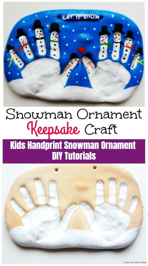 Hand Print Snowman, Handprint Snowman, Christmas Craft Kids, Kids Christmas Crafts Ornaments, Kindergarten Christmas Crafts, Christmas Ornaments Diy Kids, Baby Christmas Crafts, Ornaments Diy Kids, Snowman Diy