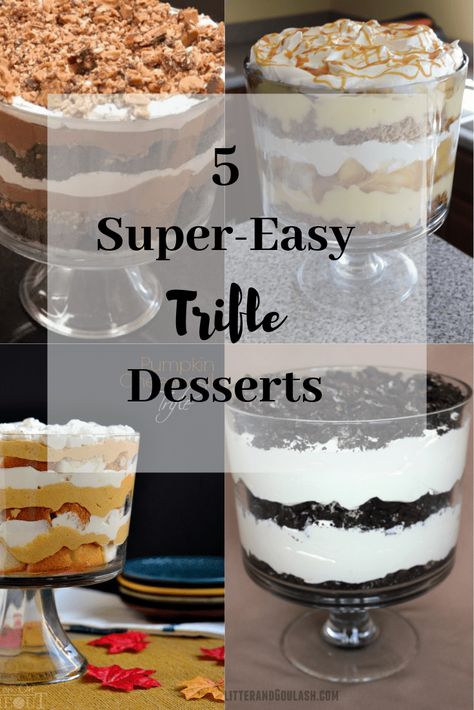 Cheap Trifle Desserts, Easy Trifle Desserts Simple, Small Trifle Desserts, Easy Trifle Desserts, Dessert Trifles, Trifle Bowl Desserts, Caramel Apple Trifle, Bowl Desserts, Trifle Recipes Easy