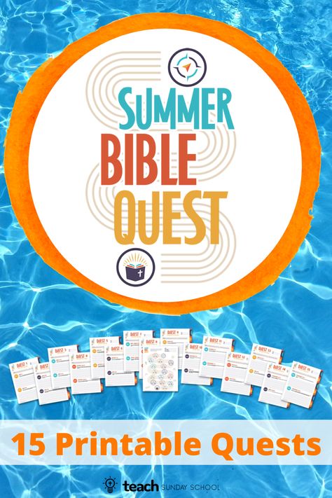 Summer Bible Quest Summer Bible Lessons For Kids Free, Kids Summer Bible Study, Summer Kids Bible Lessons, Summer Bible Study For Kids, Summer Bible Reading Plan For Kids, Summer Church Activities For Kids, Summer Sunday School Lessons For Kids, Bible Camp Themes, Summer Bible Lessons For Kids