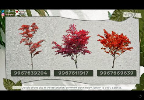 Fall Trees Decal Codes Bloxburg, Bloxburg Fall Tree Decal Codes, Bloxburg Autumn Tree Decals, Autumn Plant Decals Bloxburg, Bloxburg Fall Tree Decals, Bloxburg Fall Plant Decals, Fall Plant Decals Bloxburg, Tree Decals Bloxburg, Bloxburg Tree Decals