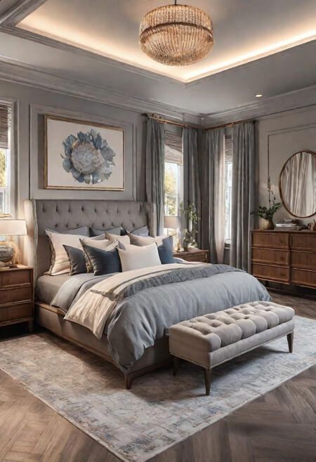 Raising Ceiling Height, Raise Ceiling Height, Raise Ceiling, Gray Bedroom Modern, Bedroom Cozy, Tray Ceiling, Bedroom Ceiling, Bedroom Modern, Gray Bedroom