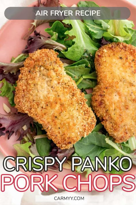 There's no need to deep fry to get delicious Crispy Breaded Pork Chops! With the air fryer, you can get that crispy exterior without all the oil. Here's how to make boneless Crispy Breaded Pork Chops in the air fryer! Crispy Air Fryer Pork Chops Boneless, Airfryer Breaded Pork Chops, Easy Boneless Pork Chop Recipes Air Fryer, Crispy Boneless Pork Chops, Air Fryer Breaded Pork Chops Boneless, Pork Loin Chops Recipes Boneless Air Fryer, Air Fryer Pork Chops Boneless Panko, Panko Pork Chops Air Fryer, Air Fryer Pork Chops Boneless Breaded