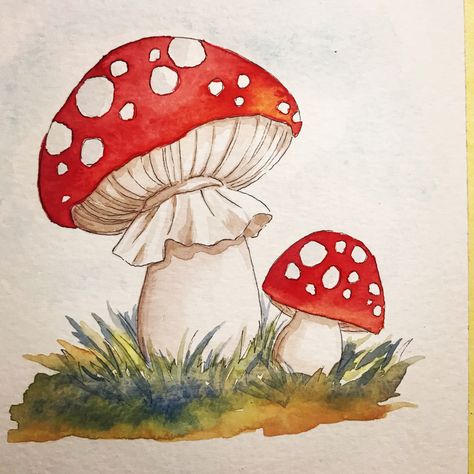 Watercolor painting of a mushroom Mushroom Blue, Blue Meanie, Mushroom Spinach, Mushroom Paint, Stuffed Pork, Mushroom Drawing, Stuffed Pork Tenderloin, 자수 디자인, Mushroom Art