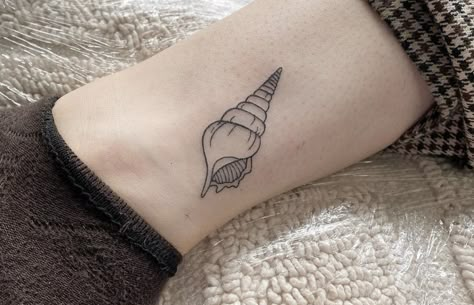 Olive Shell Tattoo, Fine Line Shell Tattoo, November Tattoo, Small Words Tattoo, Shell Tattoo, Couples Tattoo, Shell Tattoos, Anchor Tattoo, Ink Inspiration