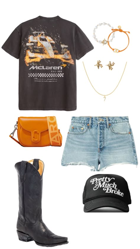 formula 1 outfit #outfitinspo #formula1 #fashioninspo #mclarenf1 #outfitinspiration Texas Fair Outfit, Carb Day Indy 500 Outfit, Car Show Outfits For Women Summer, Austin Formula 1 Outfit, Formula One Outfit Ideas, F1 Monaco Outfits, F1 Race Outfit Ideas, Indy Race Outfit, Daytona 500 Outfit Women