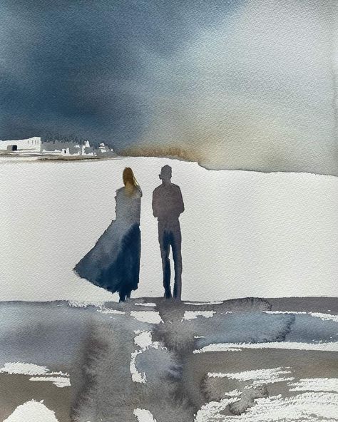 Watercolor People Simple, Watercolour Figures, Watercolor Figures, Couple Watercolor, Watercolor People, Abstract Silhouette, Watercolor Silhouette, Abstract Figure Art, Learn Watercolor Painting