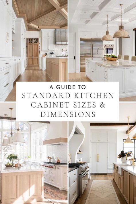 A guide to standard kitchen cabinet sizes and dimensions, with kitchen ideas and designer kitchen inspiration for your dream kitchen remodel Standard Cabinet Dimensions, Cabinet Sizes Standard, Standard Cabinet Sizes, Kitchen Spacing Measurements, 48 Inch Kitchen Cabinets, How To Choose Kitchen Cabinets, Designing Kitchen Cabinets Layout, White Kitchen Color Schemes, Kitchen Cabinets Ideas Layout