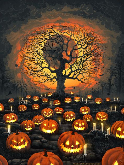 Lights Of The Night by Ascending-Storm Dark Halloween, Halloween Aesthetic, Blood Moon, Aesthetic Dark, Halloween Wallpaper, Timeless Treasures, Full Moon, Halloween Pumpkins, Pumpkins