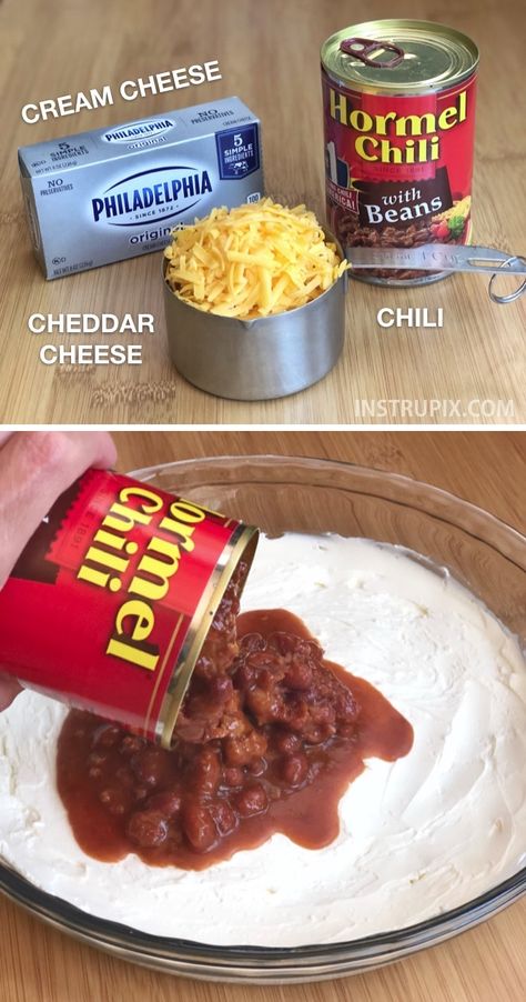 3 Ingredient Chili, Party Appetizers For A Crowd, Dip Appetizers, Chili Cheese Dip, Easy Party Appetizers, Appetizers Easy Dips, Chili Cheese Dips, Chili Dip, Cheese Dips