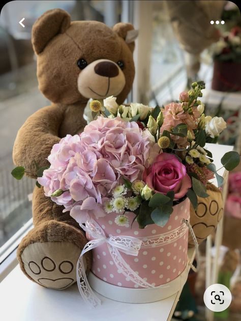 Flower Bucket, Flower Arrangements, Valentine's Day, Teddy Bear, Toys, Flowers, Floral