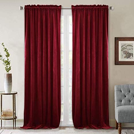 Red Velvet Curtains, Sliding Door Curtains, Theatre Curtains, Window Treatments Living Room, Velvet Drapes, Luxury Curtains, Curtain Room, Insulated Curtains, Red Curtains