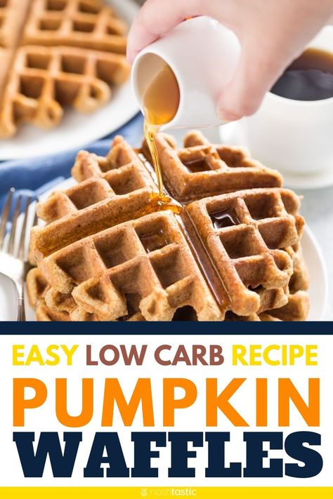 Pumpkin Waffles Easy, Pumpkin Waffles Recipe, Healthy Pumpkin Dessert, Pumpkin Spice Waffles, Low Carb Waffles, Low Carb Lifestyle, Healthy Breakfast Recipe, Pumpkin Recipes Easy, Waffles Recipe