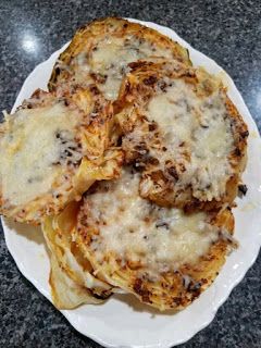 Pan Fried Cabbage Steaks, Cabbage Steaks With Parmesan, Cabbage Steaks With Ground Beef, Steak Cabbage Recipe, Cheesy Baked Cabbage Steaks, Fried Cabbage Steaks, Recipe For Cabbage Steaks, Cabbage Steaks With Hamburger On Top, Cabbage Steaks In Oven