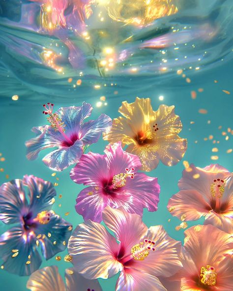 Dreamy 🌺🌺🌺 . . #hibiscus #flowers #underwater #dreamy #aestehetic #fantasy #aiart #pink #sea #fish Demon Slayer Flower Wallpaper, Demon Slayer Flower, Demon Slayer Wallpaper Demon, Flower Demon, Flowers Underwater, Pretty Flowers Aesthetic, Wallpaper Desktop 4k, Demon Wallpaper, Mermaid Flowers