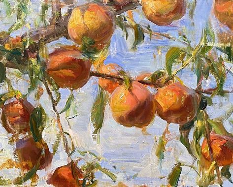 Peach Paint, Carmel Ca, Peach Trees, Pretty Drawings, Painting Art Projects, Canvas Art Painting, Sun Kissed, Tree Painting, Looking Forward