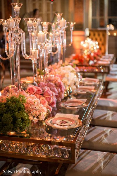 Table Decorations Indian, Decor For Indian Wedding, Wedding Dinner Table Decorations, French Tea Parties, Wedding Reception Table Decor, Floral Table Decor, Becoming An Event Planner, Reception Table Decor, Luxury Weddings Reception