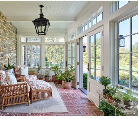 Four Seasons Room, Sunroom Addition, Clad Home, Sunroom Decorating, Sunroom Designs, Casa Exterior, Room Additions, Stone House, Dream House Decor