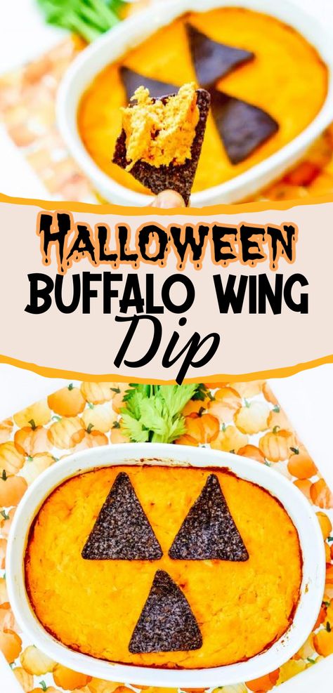 Dip With Chicken, Buffalo Wing Dip, Wing Dip, Chicken Wing Dip, Halloween Dip, Chicken Halloween, Buffalo Dip, Easy Halloween Snacks, Buffalo Wing