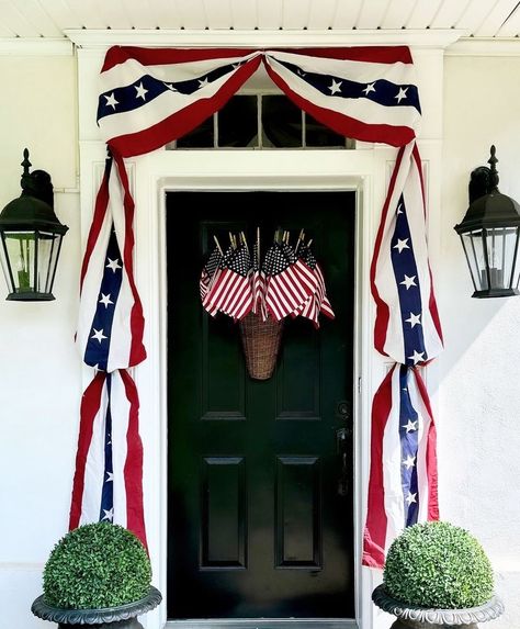 All Posts • Instagram Flag On Front Porch, 4th Of July Front Porch Decor, Patriotic Front Porch, Fourth Of July Decorations, 4th July Crafts, Summer Deco, Fourth Of July Decor, Patriotic Decor, Blue Flag