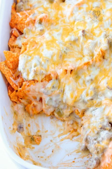 Dorito Casserole Recipe - Smart School House Recipe With Doritos, Dorito Casserole, Smart School House, Smart School, Cheddar Cheese Soup, Cheesy Casserole, Enchilada Casserole, Cheesy Sauce, School House