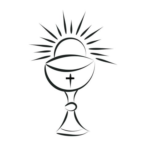 Jesus And The Eucharist illustration. Eucharist in Chalice with Grapes and Wheat for print or use as poster, card, flyer or T Shirt Chalice Drawing Simple, Eucharist Illustration, Eucharist Drawing, Chalice Drawing, Prayer Cloth, Art Assignments, The Eucharist, Brand Refresh, Eucharist