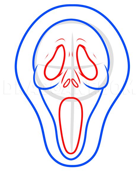 Drawing The Scream Mask Easy, Step by Step, Drawing Guide, by Dawn - DragoArt Easy Screaming Drawing, How To Draw Scream Mask, Scream Drawing Easy Step By Step, Horror Artwork Drawings Easy, Cute Scream Painting, Scream Painting Aesthetic Easy, How To Draw Scream Mask Step By Step, Easy Scream Drawing, Ghostface Painting Cute