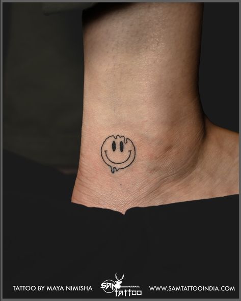 #angletattoo #smiley #smileytattoo #tattoo #cutetattoo #minimaltattoo #smalltattoo #tattoowork #smileys #legtattoo #samtattooindia #happy #happysmiley Introvert Tattoo Ideas, Introvert Tattoo, Smiley Tattoo, Sam Tattoo, Tattoo Artists Near Me, Colour Tattoo, Winning Tattoo, Minimal Tattoos, Minimal Tattoo Design