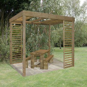 Garden Pagoda Ideas, Dining Pergola, Forest Dining, Garden Pagoda, Modern Pergola Designs, Timber Pergola, Pergola Swing, Modern Pergola, Pergola Attached To House