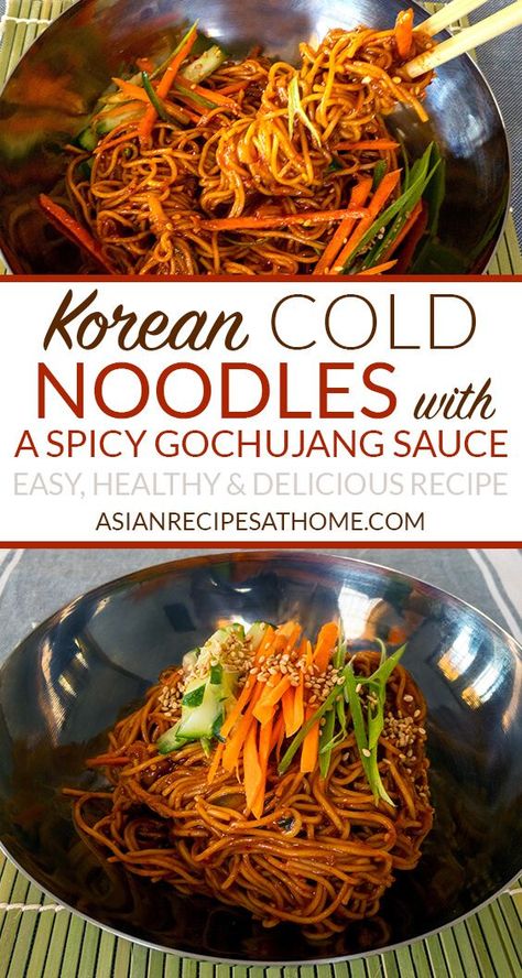 Gochujang Noodles, Korean Cold Noodles, Koreansk Mad, Gochujang Recipe, Recipes Korean, Noodle Bowls Recipes, Cravings Recipes, Easy Korean Recipes, Noodles Recipes