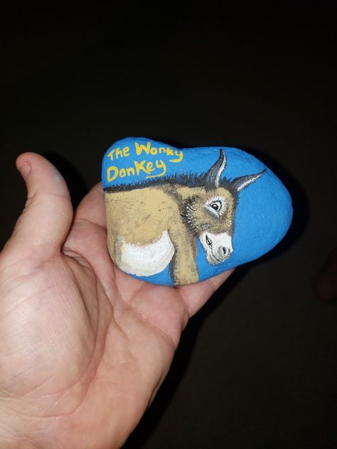 Wonky Donkey, Wonkey Donkey, Painted Rock, Rock Painting, Rock Art, Painted Rocks, Enamel Pins, Electronic Products, Art