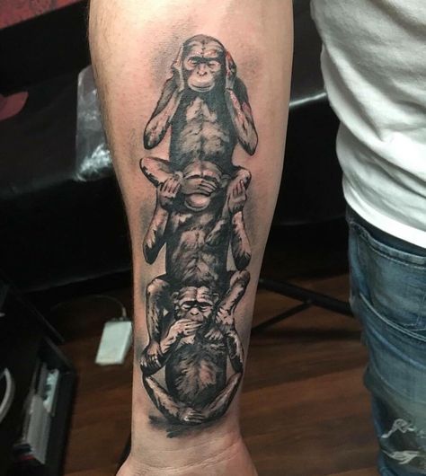 Don't See Don't Hear Don't Speak Tattoo, See No Evil Speak No Evil Tattoo Monkeys, Monkey See Monkey Do Tattoo, Monkey Tattoo Men, 3 Wise Monkeys Tattoo, 3 Monkeys Tattoo, Three Wise Monkeys Tattoo, Wise Monkeys Tattoo, Tattoo Bicep