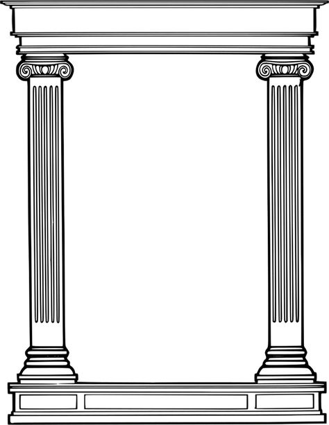 Greek Columns Drawing, Pillar Drawing, Roman Drawings, Page Frames, Pic Candle, Greek Columns, Pillar Design, Roman Columns, Playing Cards Design