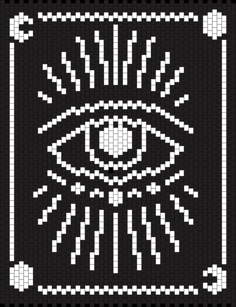 Grunge Cross Stitch, Eye Pixel Art Grid, Goth Grid Patterns, Simple Grid Art, Tarot Card Tapestry Crochet, Witchy Tapestry Crochet, Grunge Perler Bead Patterns, Kandi Tapestry, Kandi Panel Pattern