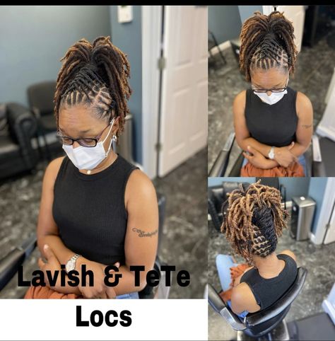 Dreadlock Styles Ponytail, Loc Updo Long Hair, Dreadlock Styles For Long Hair, Basket Weave Loc Styles, Long Locs Hairstyles For Women Updo, Ponytail Loc Styles For Women, Locs Hairstyles For Women Short Updo, Dred Locks Hair Styles For Women, Dreadlock Styles For Women Black Locs Dreads