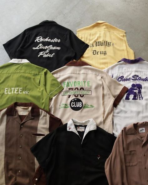 TWO FOLD on Instagram: "40s-70s Chainstitch Bowling Shirts & Camp Collar Shirts 🎳 THIS SATURDAY (10/22) 5:00 PM PST WEBSITE RELAUNCH TWOFOLDVINTAGE.com" Bowling Shirt Design, Bowler Shirt, Vintage Bowling Shirts, 70s Shirts, Bowling Shirt, Bowling Shirts, Work Shirt, 10 22, Work Shirts