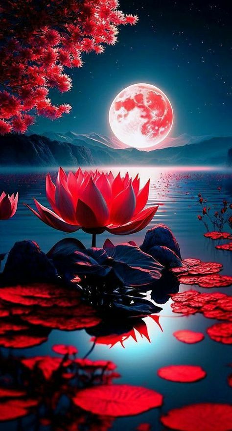 Lotus Flower Pictures, Red Lotus, Lotus Flowers, Download Free Images, Flower Pictures, Lotus Flower, Full Moon, Free Images, Lotus