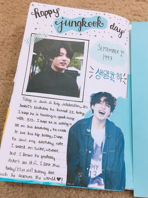 Happy Birthday Diary Ideas, Happy Birthday Journal, Jungkook Birthday Quotes, Diary Cover Ideas, Jungkook Diary Ideas, Jimin Birthday Journal, Jungkook Birthday Journal Ideas, Jungkook Saying Happy Birthday, Jungkook Journal Ideas