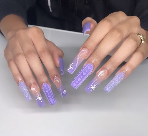 Purple Winter Nails, Christmas Sweater Nails, Photo Purple, Purple Acrylic Nails, Long Acrylic Nail Designs, Winter Nails Acrylic, Claw Nails, Sweater Nails, Inspired Nails