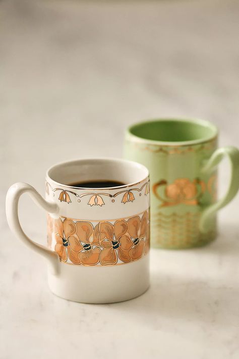 The Met x Anthropologie Stoneware Mug | AnthroLiving Anthropologie Mugs, Anthropologie Kitchen, Capricorn Aesthetic, The Gilded Age, Art Nouveau Pattern, Gilded Age, Money Aesthetic, Porcelain Mugs, Old Money Aesthetic