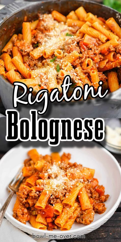 Rigatoni Bolognese Recipe Easy, Rigatoni With White Bolognese, Quick And Easy Bolognese Sauce, Rigatoni Bolognese Recipe, Traditional Ragu Bolognese Sauce, One Pot Pasta Bolognese 12 Tomatoes, Broccoli Pasta Recipe, Cheesy Pasta Recipes, Rigatoni Recipes