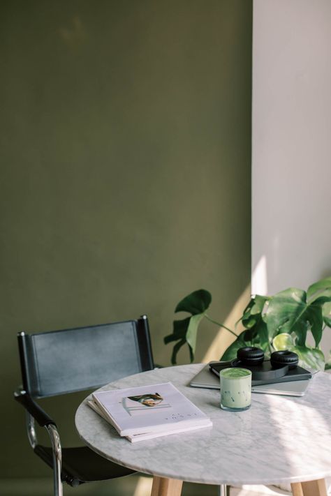 Green Workspace, Wall Chair, Desk Green, Using Your Voice, Art Of Healing, Moody Green, Brand Website Design, Green Desk, Green Office