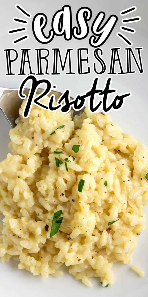 Parmesan Risotto Recipe. Creamy Parmesan Risotto is an easy to make Risotto Recipe that is the perfect side dish for dinner. This creamy risotto tastes just like what you get at a restaurant but easy enough to make at home. Rizoto Recipe Risotto, Rosoto Recipes, Risotto Recipes Parmesan, Easy Parmesan Risotto, Chicken Risotto Recipe, Easy Risotto, Risotto Recipes Easy, Salty Recipes, Creamy Risotto