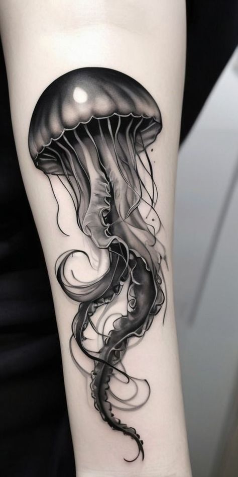 Medusa Animal Tattoo, Medusa Tattoo Animal, Jelly Fish Tattoo Design, Jellyfish Tattoo Design, Medusa Animal, Tattoo Medusa, Tattoo Jellyfish, Octopus Tattoo Sleeve, 16 Tattoo