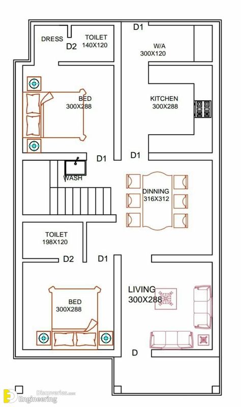 20x40 House Plans, 30x40 House Plans, House Plans Ideas, 2bhk House Plan, Indian House Plans, House Plans Mansion, Free House Plans, Building Plans House, Duplex House Plans