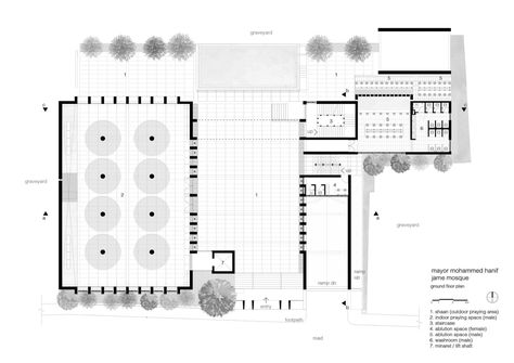 Mayor Mohammad Hanif Jame Mosque | Shatotto   #Bangladesh #brick #Glass #MikeKelley #Shatotto #Steel #WillScott Shah Mosque, Old Dhaka, Mike Kelley, Glass Bridge, Lighting Layout, Dhaka Bangladesh, Social Space, Ground Floor Plan, Floor Lights