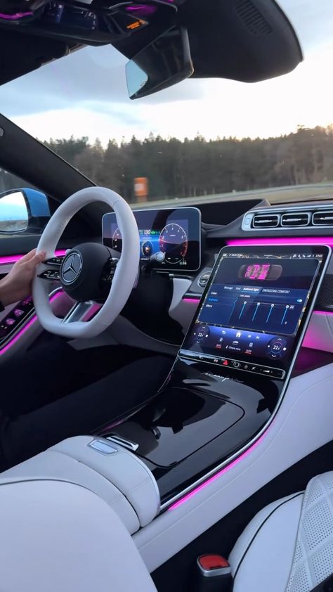 Luxury Car Women Aesthetic, Luxury Car Aesthetic Interior, Mercedes Amg Pink Interior, New Car Buying Tips, Fancy Cars Aesthetic, Cars For Females, Pink Mercedes Interior, Nice Luxury Cars, Inside Of A Mercedes Benz