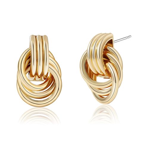 PRICES MAY VARY. Trendy Gold Earrings for Women: Discover our stylish collection of gold earrings, featuring trendy designs that cater to every woman's taste. From sleek gold knot earrings to elegant square and circle styles, our selection is perfect for enhancing any outfit. Chunky Gold Hoop Earrings: Make a bold statement with our chunky gold hoop earrings. Designed for the fashion-forward woman, these hoops offer a modern twist on a classic accessory, ensuring you stand out in any crowd. Vers Gold Silver Earrings, Gold Jewelry For Hoco, Bulky Gold Jewelry, Gold Jewelry Bridesmaids, Gold Earrings Amazon, Amazon Gold Earrings, Gold Amazon Jewelry, Trendy Christmas Gifts For Women, Gold Formal Earrings