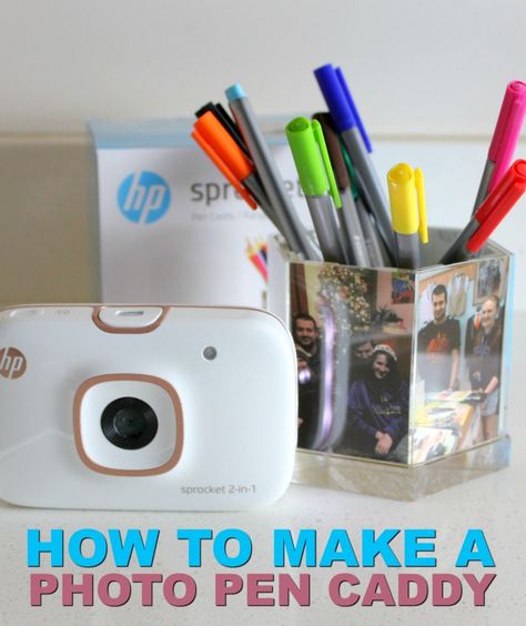 Check out these fun Photo Craft Ideas and Learn How to Make a Pen Caddy with the @hp Sprocket 2 in 1 #HPSmartMom #Ad https://ellens.co/2yYLD6s Hp Sprocket Ideas, Photo Craft Ideas, Sprocket Ideas, Diy Photo Gift Ideas, Photo Magnets Diy, Diy Photo Gifts, Creative Photo Gifts, Photos Luminaries, Pen Caddy