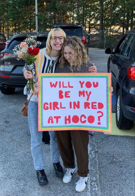 Girl In Red Hoco Proposal, Conan Gray Hoco Proposal Poster, Emo Homecoming Proposals, Hoco Proposals Ideas Billie Eilish, Tv Girl Hoco Proposal, Mitski Hoco Proposal, Billie Eilish Promposal, Emo Hoco Proposals, Lesbian Hoco Proposal Ideas